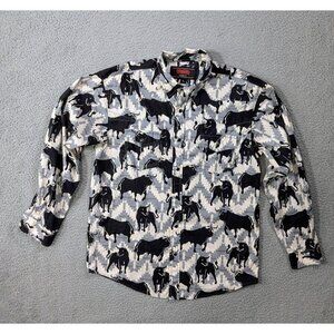 Rock & Roll Shirt XL Modern Fit Dale Brisby Bull Print Snap Southwestern